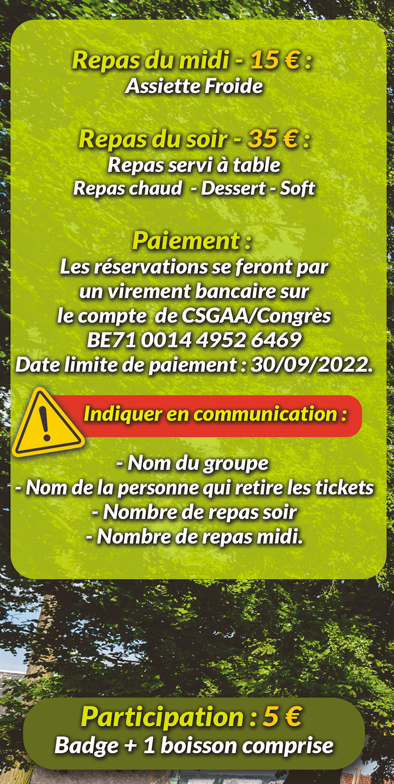 menu et reservations